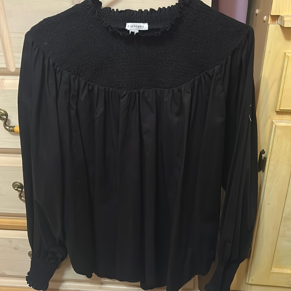 Free Assembly Black Long Sleeve Blouse